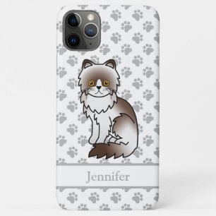Chocolate Bi-Colour Persian Cute Cartoon Cat & Nam iPhone 11 Pro Max Case