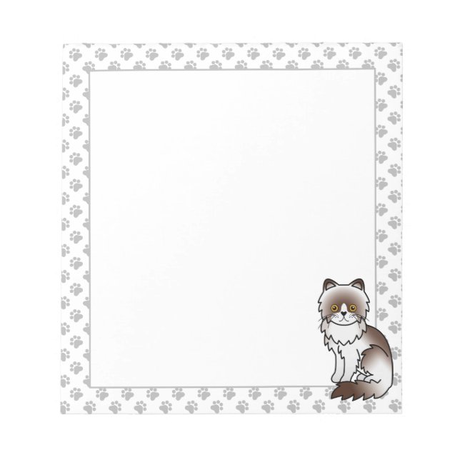 Chocolate Bi-Colour Persian Cute Cartoon Cat Notepad (Front)