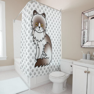 Chocolate Bi-Colour Persian Cute Cartoon Cat & Paw