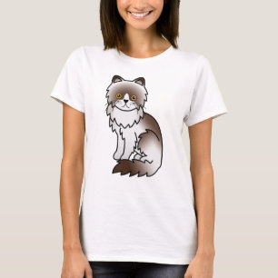 Chocolate Bi-Colour Persian Cute Cartoon Cat T-Shirt