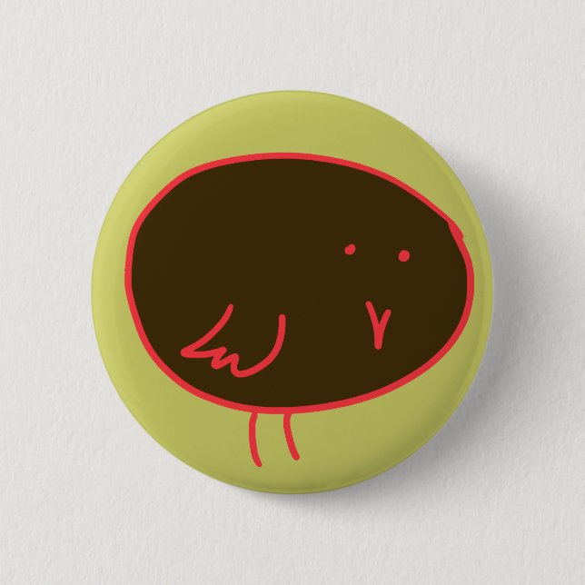 Chocolate Bird on Green 2 Inch Round Button (Front)