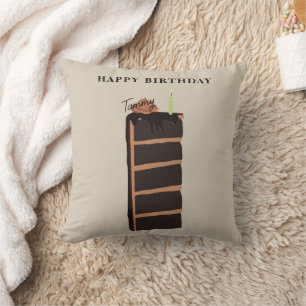 Chocolate Birthday Cake Birthday Party Throw Pillow