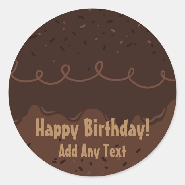 Chocolate Birthday Cake Frosting Classic Round Sticker (Front)