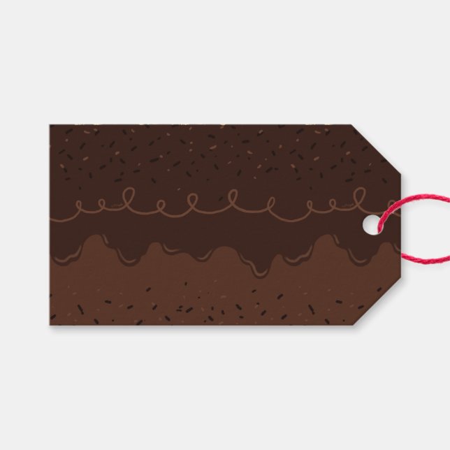 Chocolate Birthday Cake Frosting Gift Tags (Front (Horizontal))
