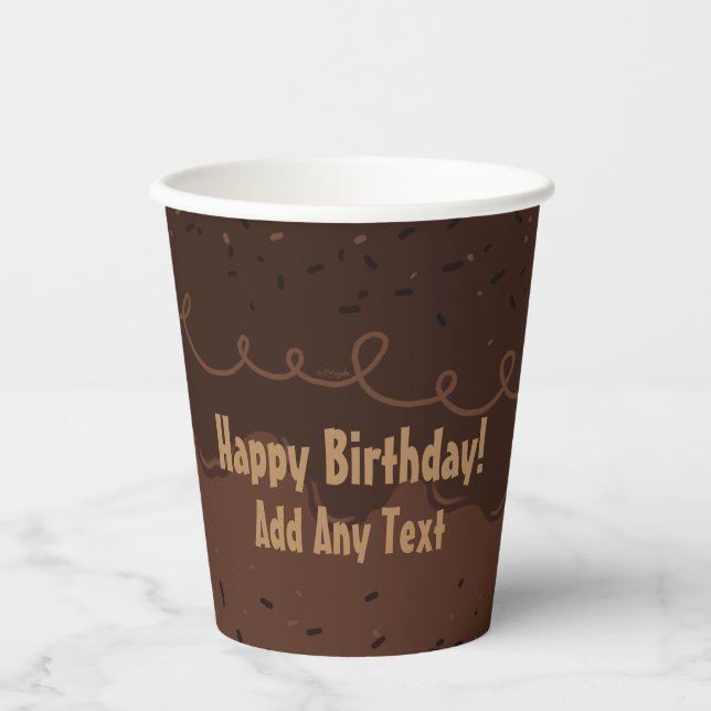 Chocolate Birthday Cake Frosting Paper Cups (Front)