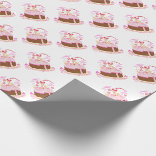 Chocolate birthday cake with candy wrapping paper