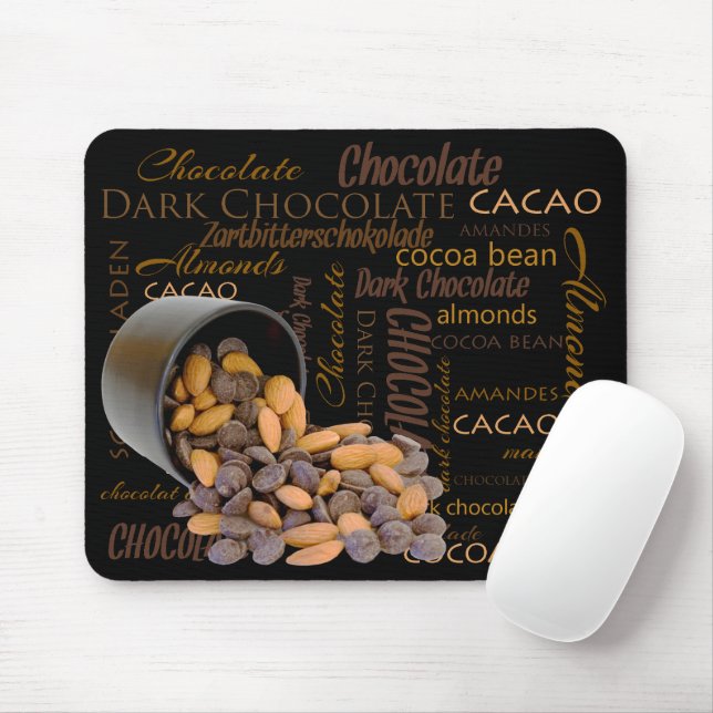 Chocolate Bits and Almonds Close Up Photograph Mouse Pad (With Mouse)