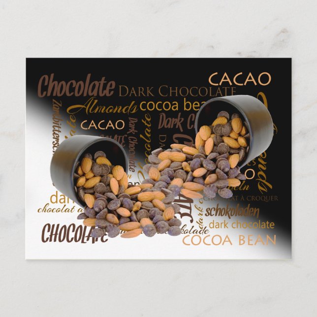 Chocolate Bits and Almonds Close Up Photograph Postcard (Front)