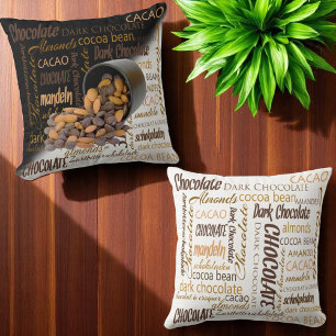 Chocolate Bits and Almonds Close Up Photograph Throw Pillow