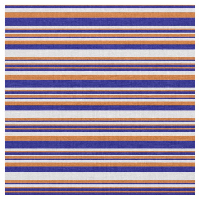 Chocolate, Blue & Lavender Coloured Stripes Fabric (Close Up)