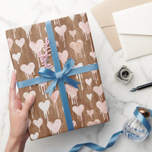 Chocolate Blush Pink Cream Hearts Valentine's Day Wrapping Paper
