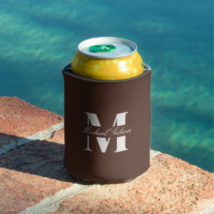 Chocolate Bro Custom Monogram Wedding Groomsmen Can Cooler