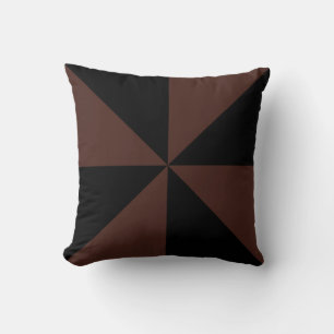 Chocolate Brown and Black Pinwheel Throw Pillow
