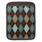 Chocolate Brown and Blue Argyle Pattern Monogram