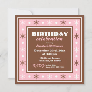 Chocolate Brown and Pink Birthday Celebration Invitation