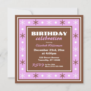 Chocolate Brown and Purple Birthday Celebration Invitation