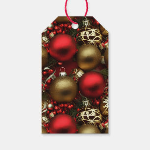 Chocolate Brown and Ruby Red Christmas Ornaments  Gift Tags