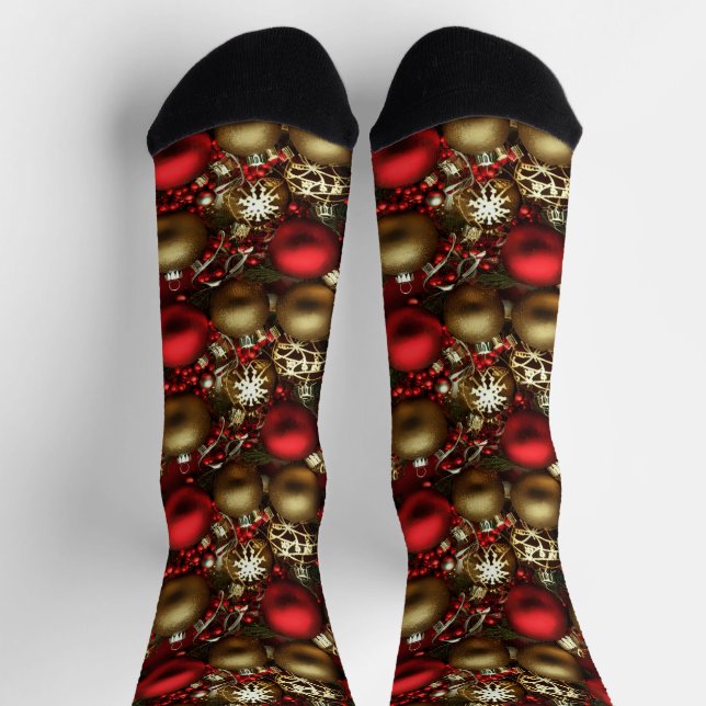 Chocolate Brown and Ruby Red Christmas Ornaments  Socks (Top)
