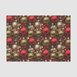Chocolate Brown and Ruby Red Christmas Ornaments  Tissue Paper