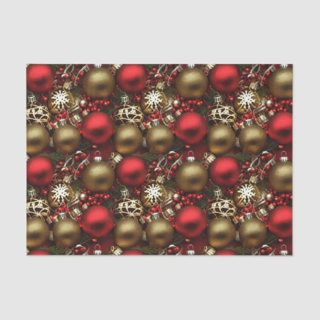 Chocolate Brown and Ruby Red Christmas Ornaments  Tissue Paper (Front)