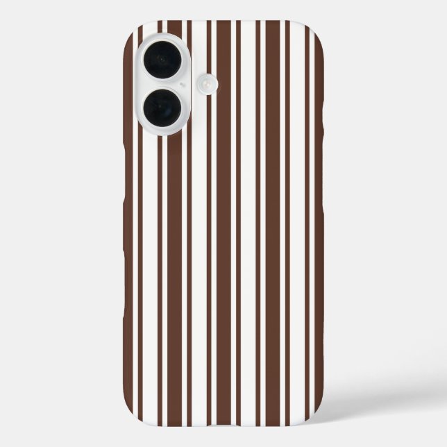 Chocolate brown and white candy stripes Case-Mate iPhone case (Back)