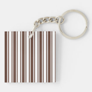 Chocolate brown and white candy stripes keychain