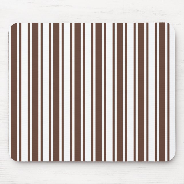 Chocolate brown and white candy stripes mouse pad (Front)