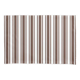 Chocolate brown and white candy stripes pillowcase