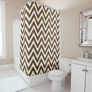 Chocolate Brown and White Chevron