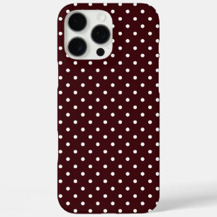 Chocolate Brown and White Polka Dot Pattern iPhone 16 Pro Max Case
