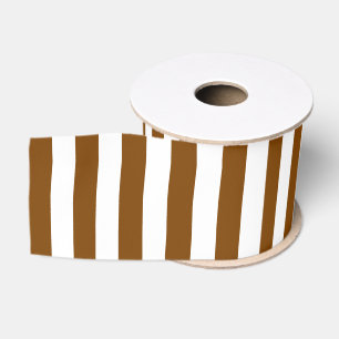 Chocolate Brown and White Stripes Grosgrain Ribbon