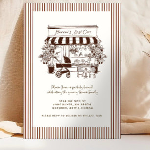 Chocolate Brown Bebe Cafe   baby is brewing   Home Invitation