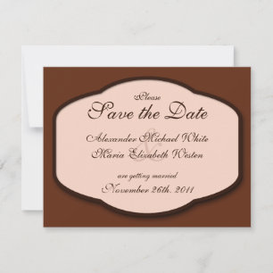 Chocolate Brown & Beige Wedding Save the Dates Invitation