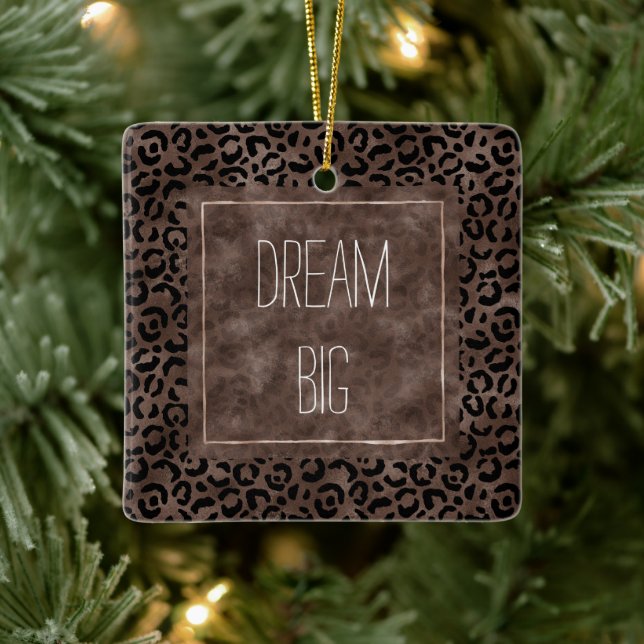 Chocolate Brown Black Leopard Print      Ceramic Ornament (Tree)