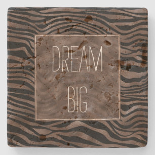 Chocolate Brown Black Zebra Print Stone Coaster