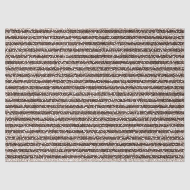 Chocolate Brown Blush Glitter Sparkle Stripes     Tissue Paper (Front)