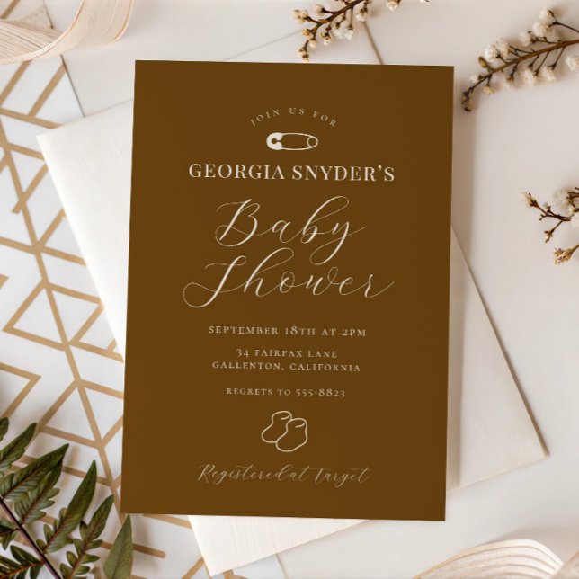 Chocolate Brown Chic Baby Shower Invitation (Creator Uploaded)