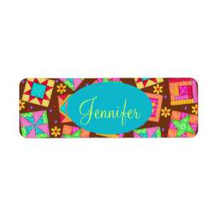 Chocolate Brown Colourful Quilt Patchwork Block Ar