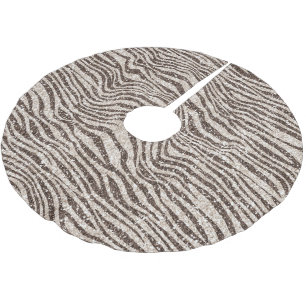 Chocolate Brown Cream Blush Zebra Glitter Brushed Polyester Tree Skirt