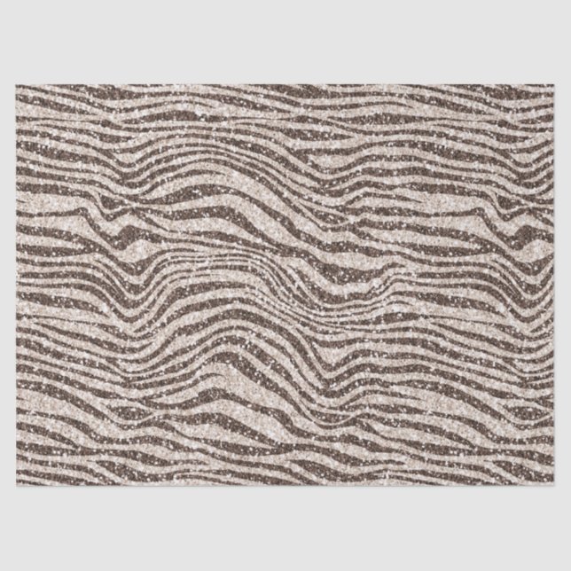 Chocolate Brown Cream Blush Zebra Glitter          Tissue Paper (Front)