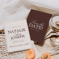 Chocolate Brown Cream Old Money Luxury Wedding Sav