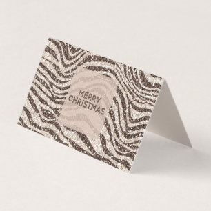 Chocolate Brown Cream Zebra Glitter Christmas