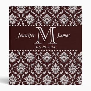 Chocolate Brown Damask Monogram Wedding Album Binder
