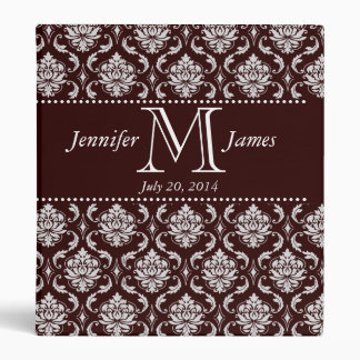 Chocolate Brown Damask Monogram Wedding Album Binder