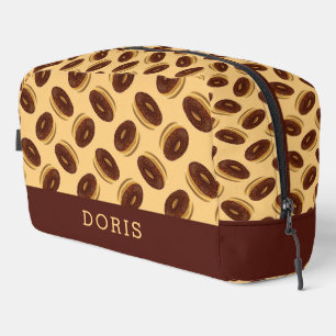 Chocolate brown doughnuts pattern dopp kit