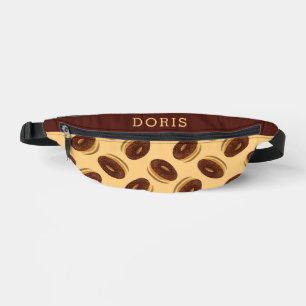 Chocolate brown doughnuts pattern fanny pack