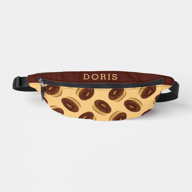 Chocolate brown doughnuts pattern fanny pack (Front)
