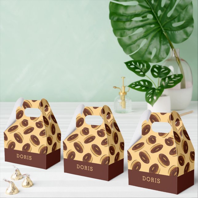 Chocolate brown doughnuts pattern favor box (Multiple)