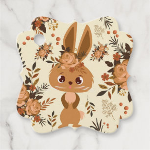 Chocolate Brown Easter Bunny Floral Favour Tags