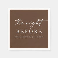 Chocolate Brown Elegant Script Rehearsal Dinner